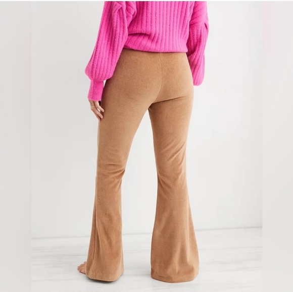 Aerie Groove Velour Ribbed Flare Pants Pull On Stretch New NWT Size XS Lounge - Picture 2 of 11